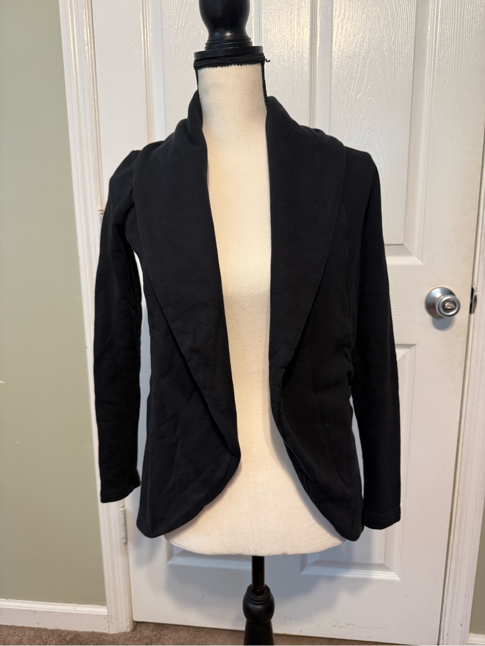 James Perse Black Draped Open-Front Blazer